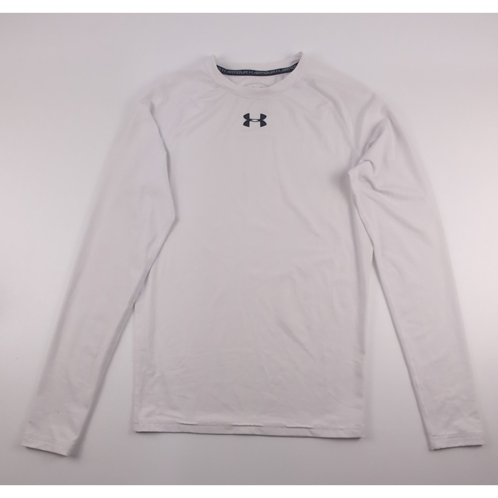 Under Armour Compression Shirt Men Large White Heat Gear Stretch Gym Long Sleeve